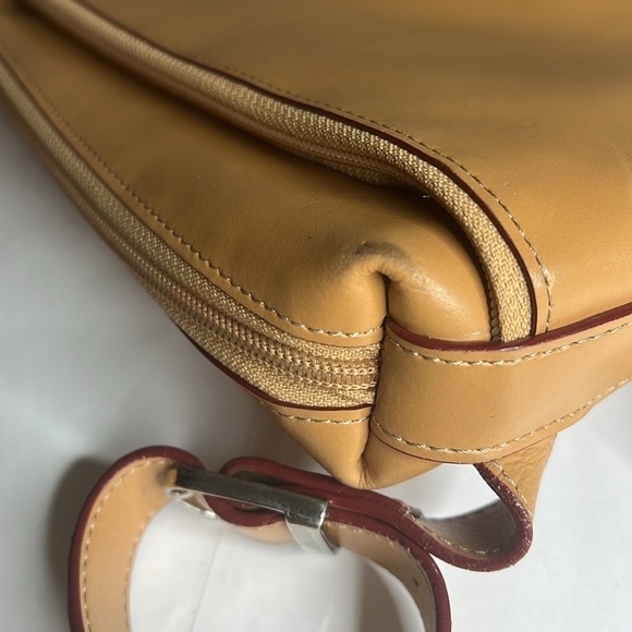 Lodis Tan Smooth Leather Slim Flat Backpack Bag - Picture 11 of 15